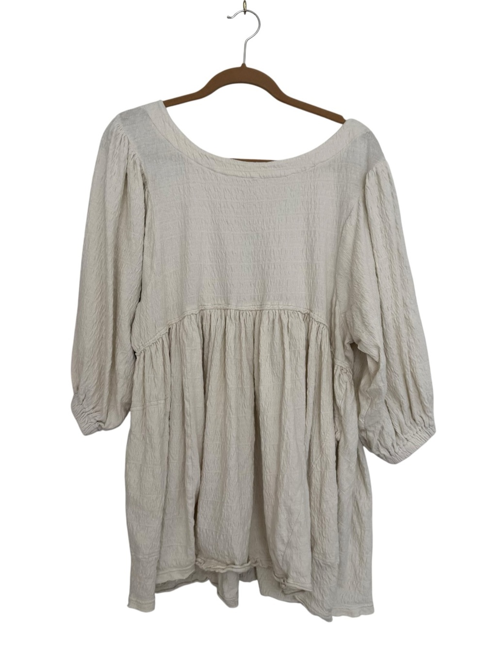 FP Beach Free People Cream Peasant Tunic Top - Lightweight Boho Style